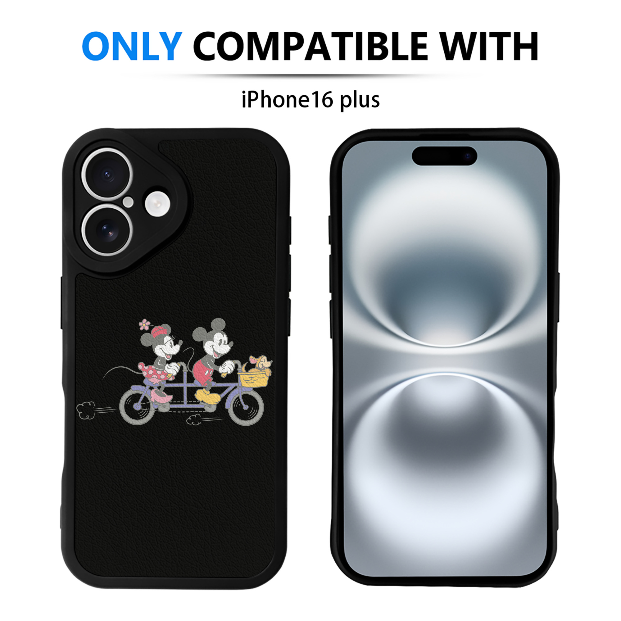 （画像用） ミッキーマウス Mickey Mouse 【iPhone 16シリーズ対応】シリコンスマホケース（レザー調） 材質：シリコン